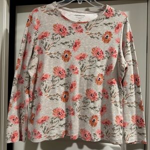 Croft & Barrow Long Sleeved Tee - Orange/Coral Floral